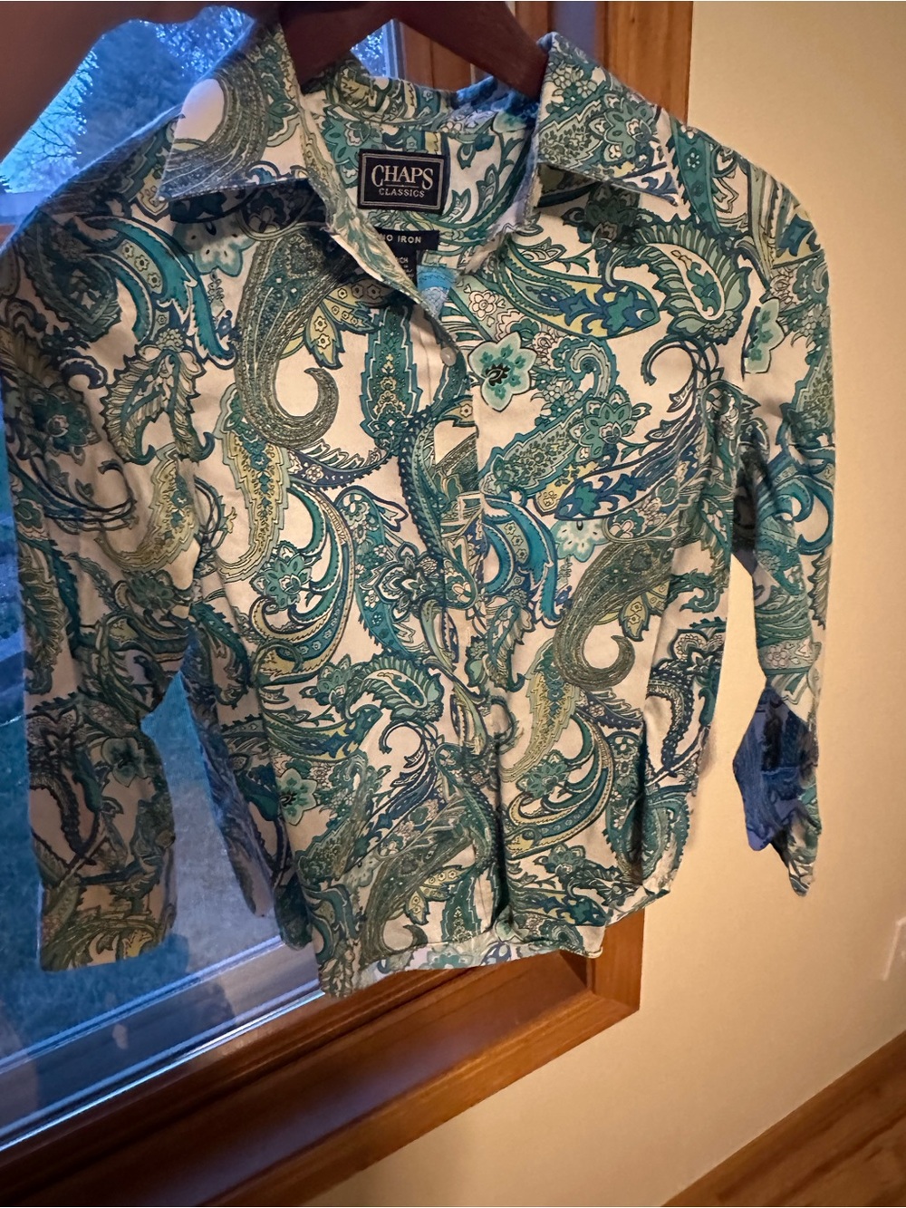 Chaps Classics Paisley Button-Up Shirt in Teal, Aqua & White